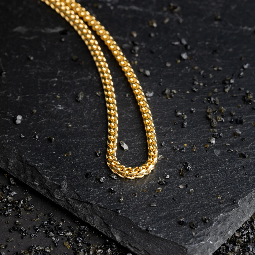 3-mm-Fuchsschwanz-Halskette aus Edelstahl mit 18-Karat-Vergoldung