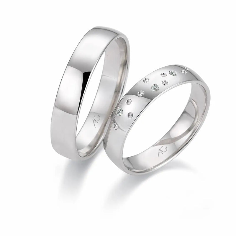 Eheringe Set, Weißgold, 4,5 mm, Brillanten