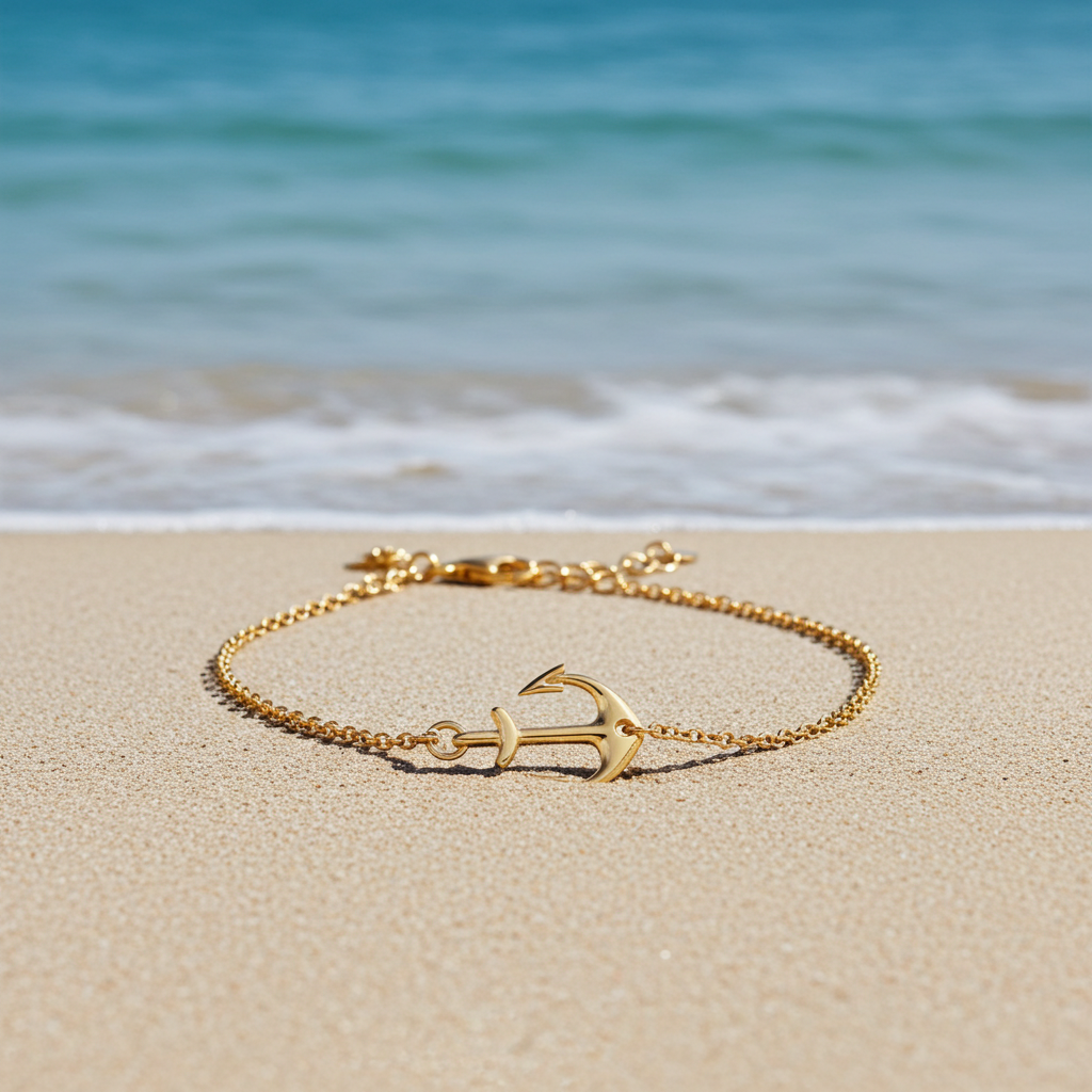 Anker Armband 925 Sterlingsilber vergoldet 18k