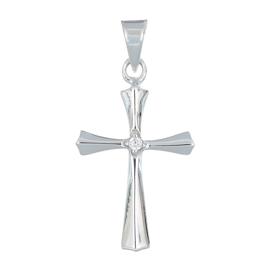 Anhänger Sterlingsilber, Zirkonia, Kreuz 17 x 12 mm
