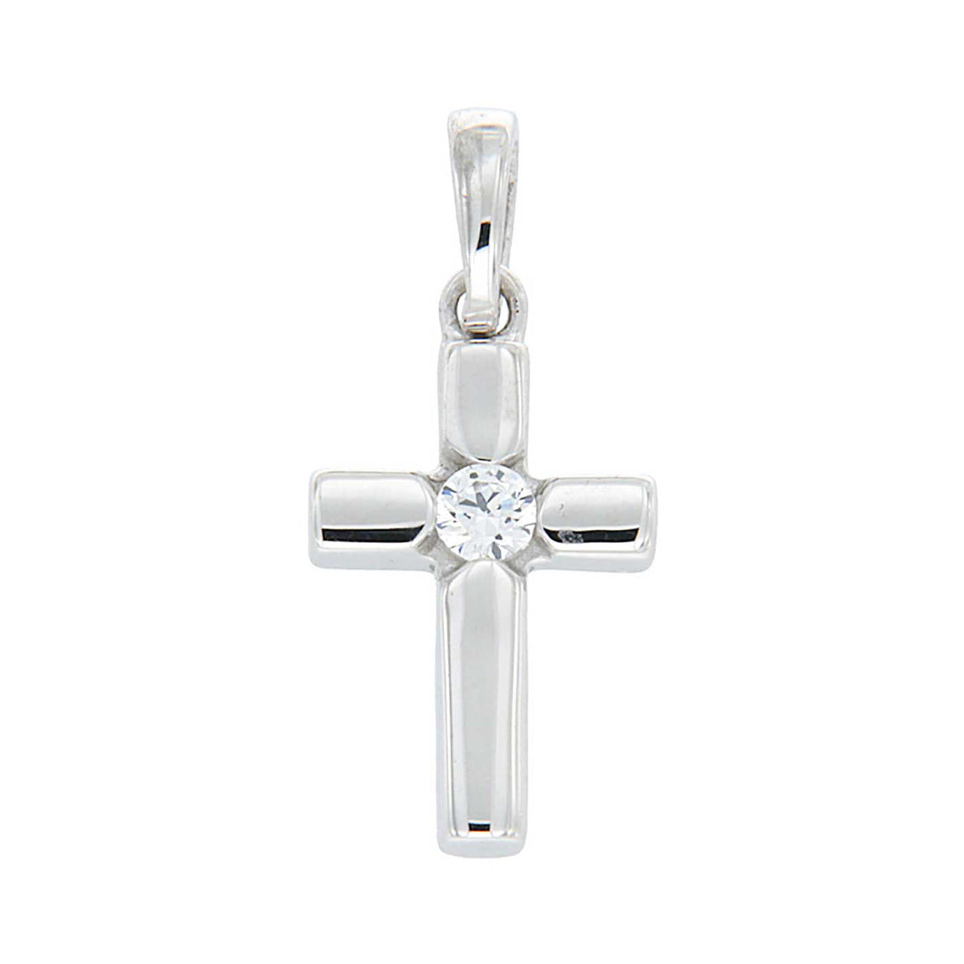 Anhänger Sterlingsilber, Zirkonia, Kreuz 15 x 9mm