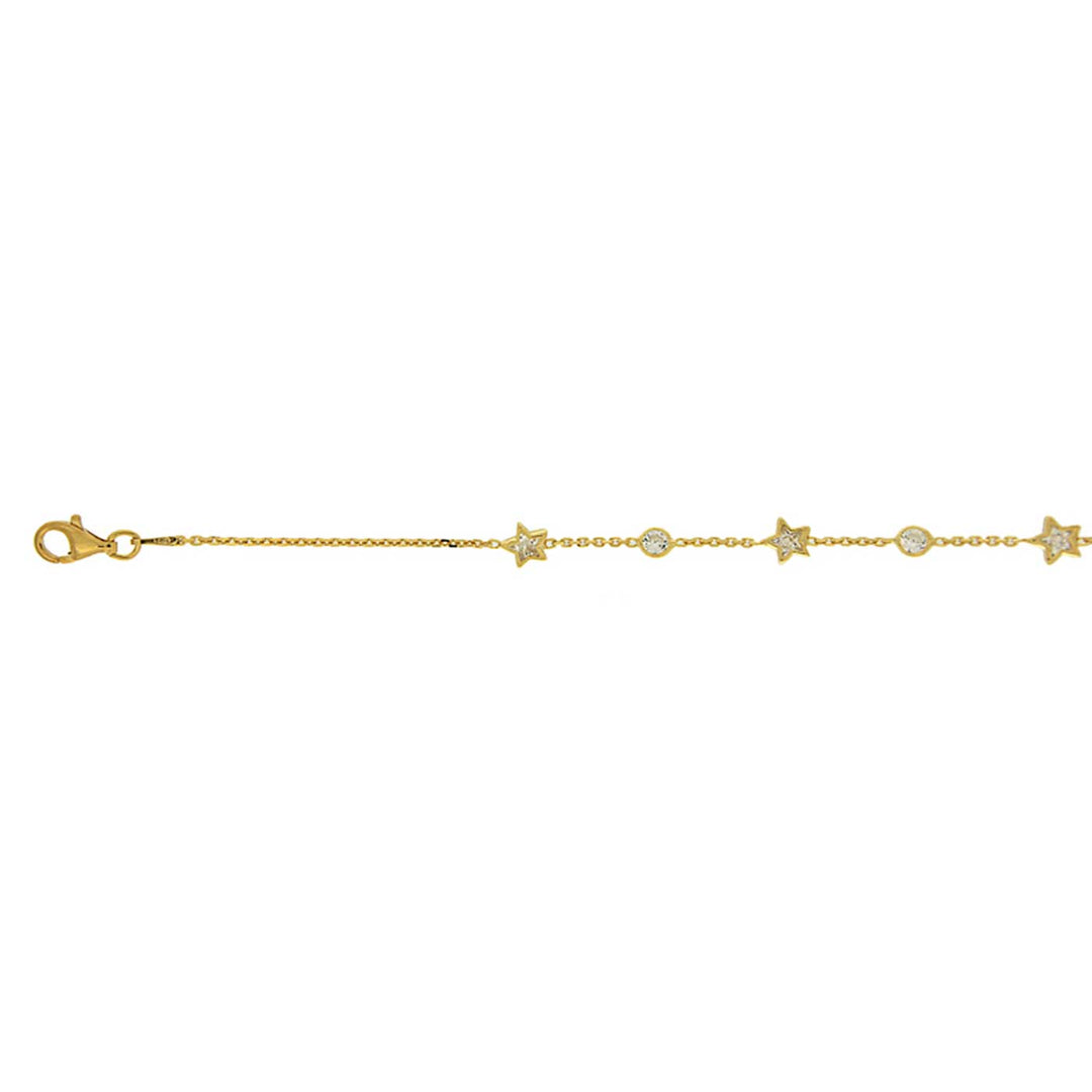Armband Zirkonia, Sterne, vergoldet, 16-19cm
