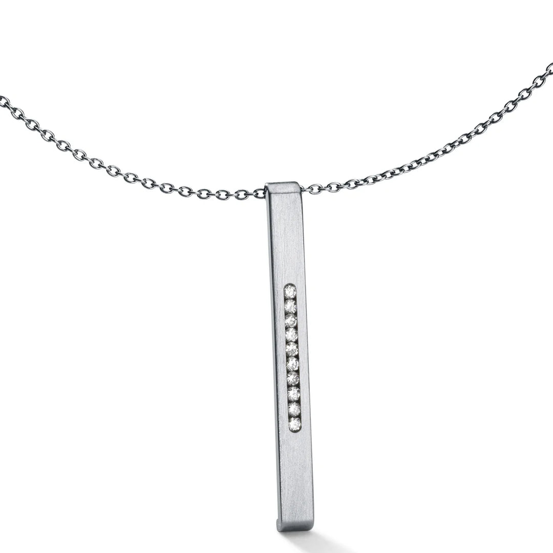 Diamantcollier mit Anhänger 10 Brillanten, auf Ankerkette