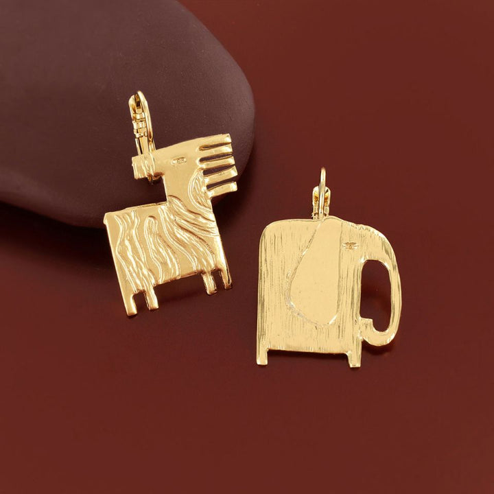 Ohrringe Swahili – Handbemalte Designer-Ohrringe in Gold