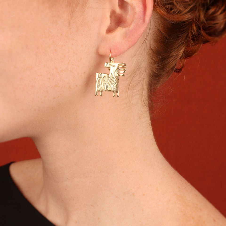 Ohrringe Swahili – Handbemalte Designer-Ohrringe in Gold