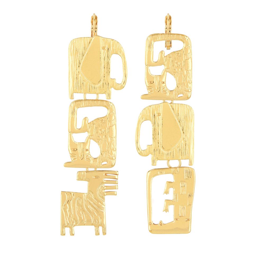 Ohrhänger Swahili – Handbemalte Designer-Ohrhänger in Gold