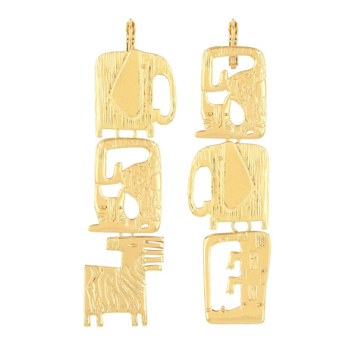 Ohrhänger Swahili – Handbemalte Designer-Ohrhänger in Gold