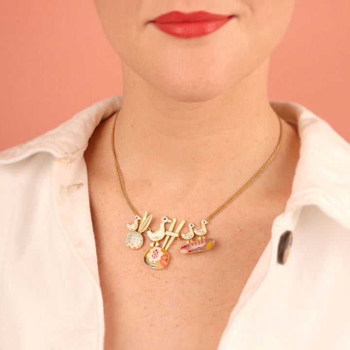 Taratata Halskette Plume – Handbemalte Designer-Halskette mit Tiermotiv