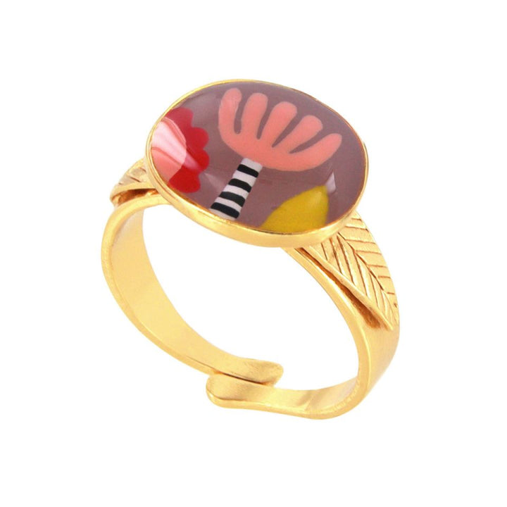 Taratata Ring Plume – Handbemalter Designer-Ring mit Federmotiv