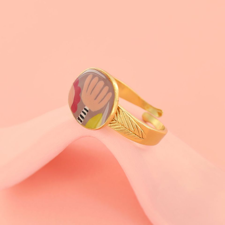 Taratata Ring Plume – Handbemalter Designer-Ring mit Federmotiv