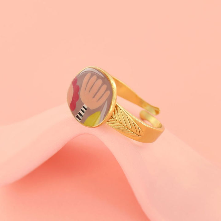 Taratata Ring Plume – Handbemalter Designer-Ring mit Federmotiv
