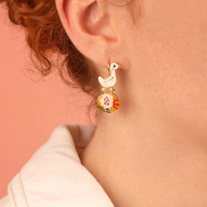 Ohrringe Plume – Handbemalte Designer-Ohrringe mit Tiermotiv