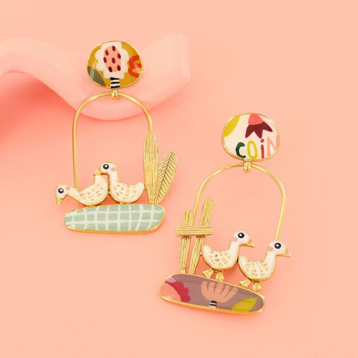 Ohrhänger Plume – Handbemalte Designer-Ohrhänger mit Tiermotiv