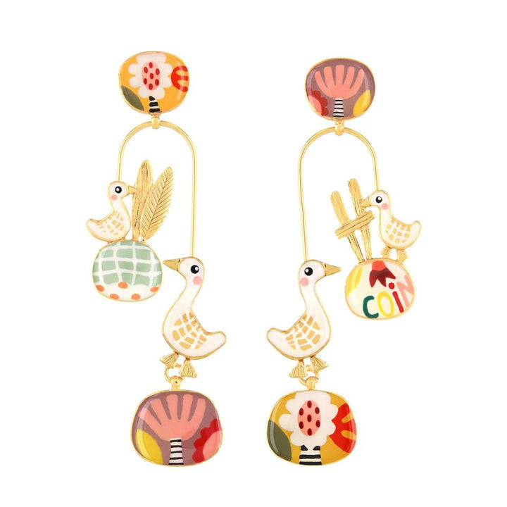 Ohrhänger Plume – Handbemalte Designer-Ohrhänger mit Natursteinen