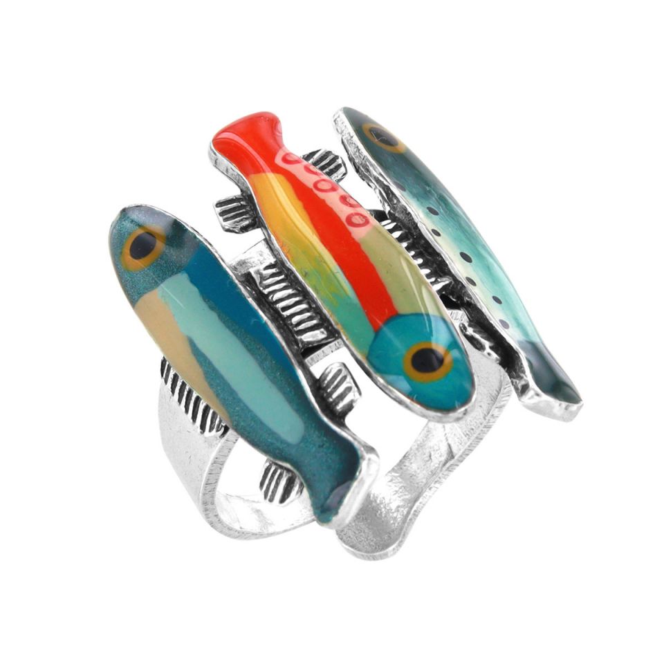 Taratata Ring Blue – Handbemalter Designer-Ring mit Tiermotiv