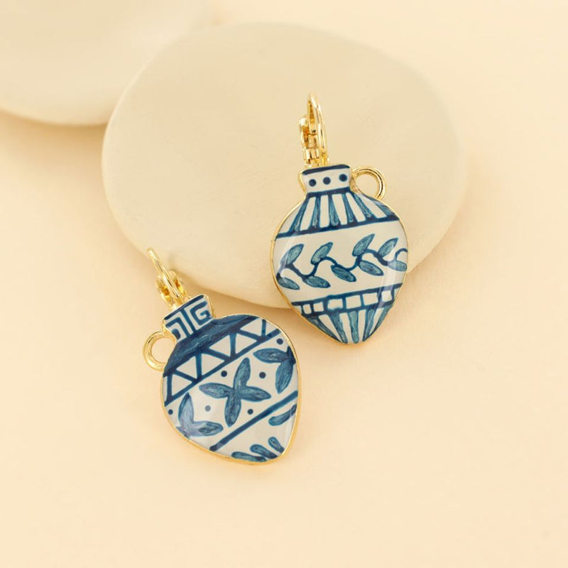 Ohrringe Antique weiß blau