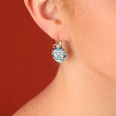 Ohrringe Antique weiß blau