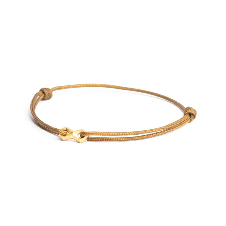 Nylonarmband 1,5 mm, braun, Infinity-Zeichen vergoldet