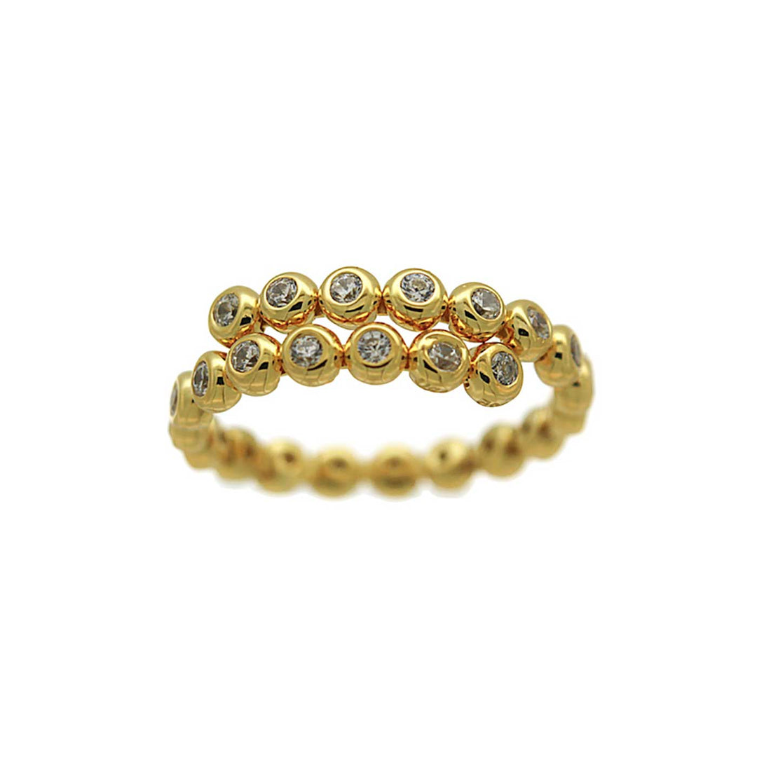 Ring 23 Zirkonia, vergoldet, W 50-55 flexibel