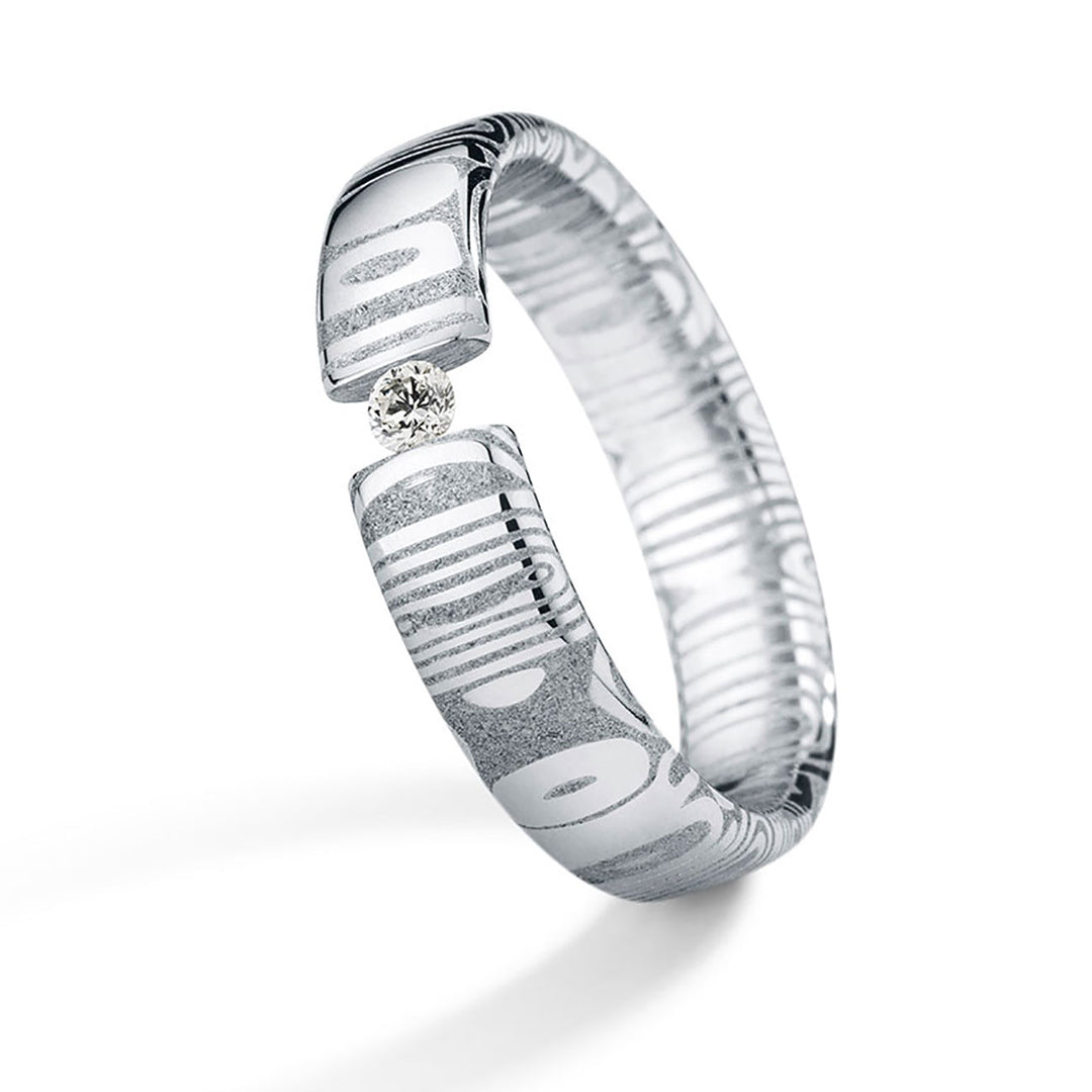 Diamantring Damast Edelstahl 5 mm