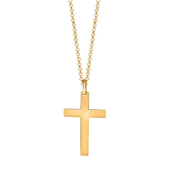 SON Halskette Stahl IP gold mit Kreuz