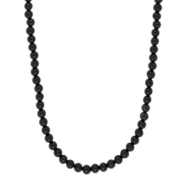 SON Halskette Edelstahl, Aventurin schwarz, 6 mm