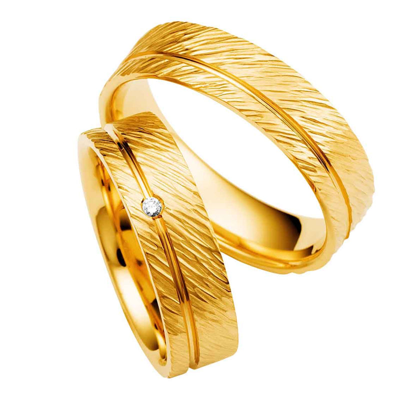 Eheringe Set, 6 mm, Gelbgold, Brillant