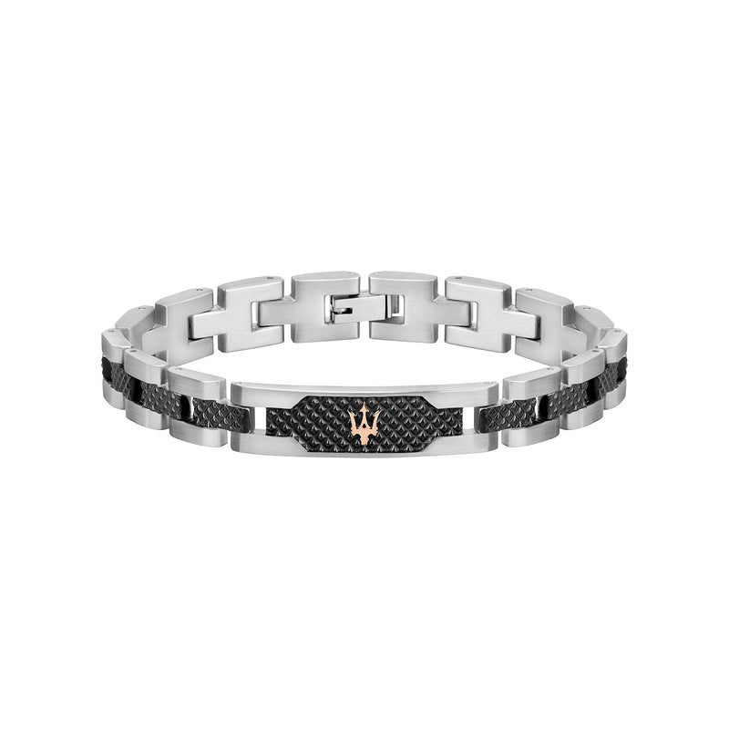 Maserati Herrenarmband, Edelstahl, schwarz