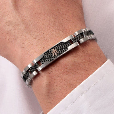 Maserati Herrenarmband, Edelstahl, schwarz
