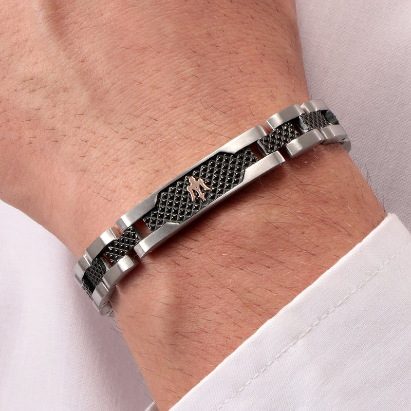 Maserati Herrenarmband, Edelstahl, schwarz