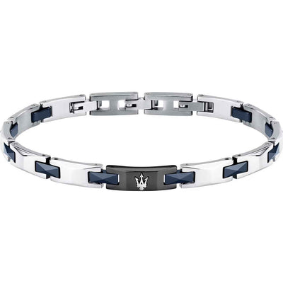 Maserati Herrenarmband, Edelstahl, Keramik blau/schwarz