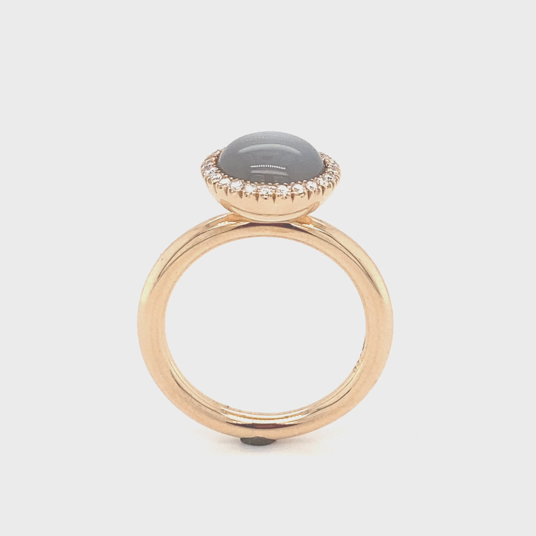 Ring 750 Roségold Brillant Mondstein