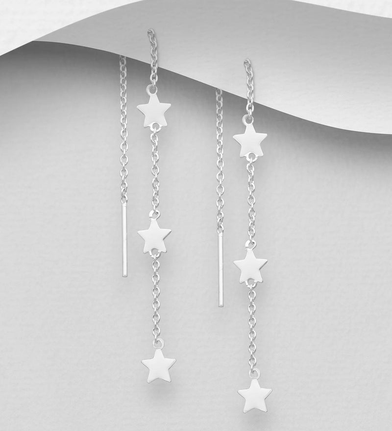 Ohrhänger Sterne, Sterlingsilber rhodiniert