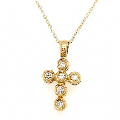 Kreuz Anhänger 750 Gelbgold, Brillanten - My Fine Jewellery