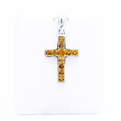 Kreuzanhänger Weißgold, Citrin - My Fine Jewellery