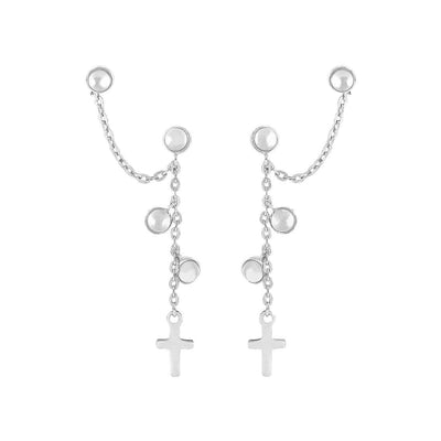 Nordahl Andersen rhodinierte Silber Ohrringe CROSS52 Quarz